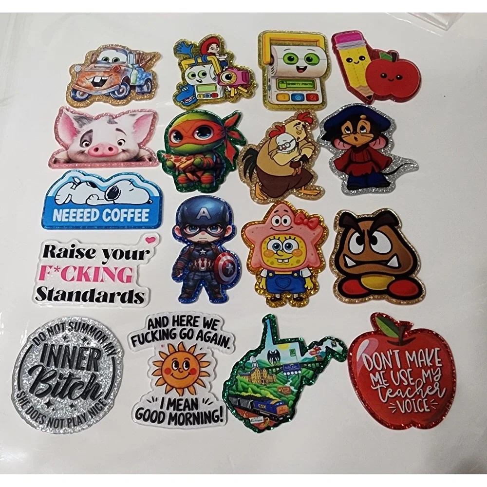New Inventory Flats Flatback Crafts Badge Keychain for Review Purposes
